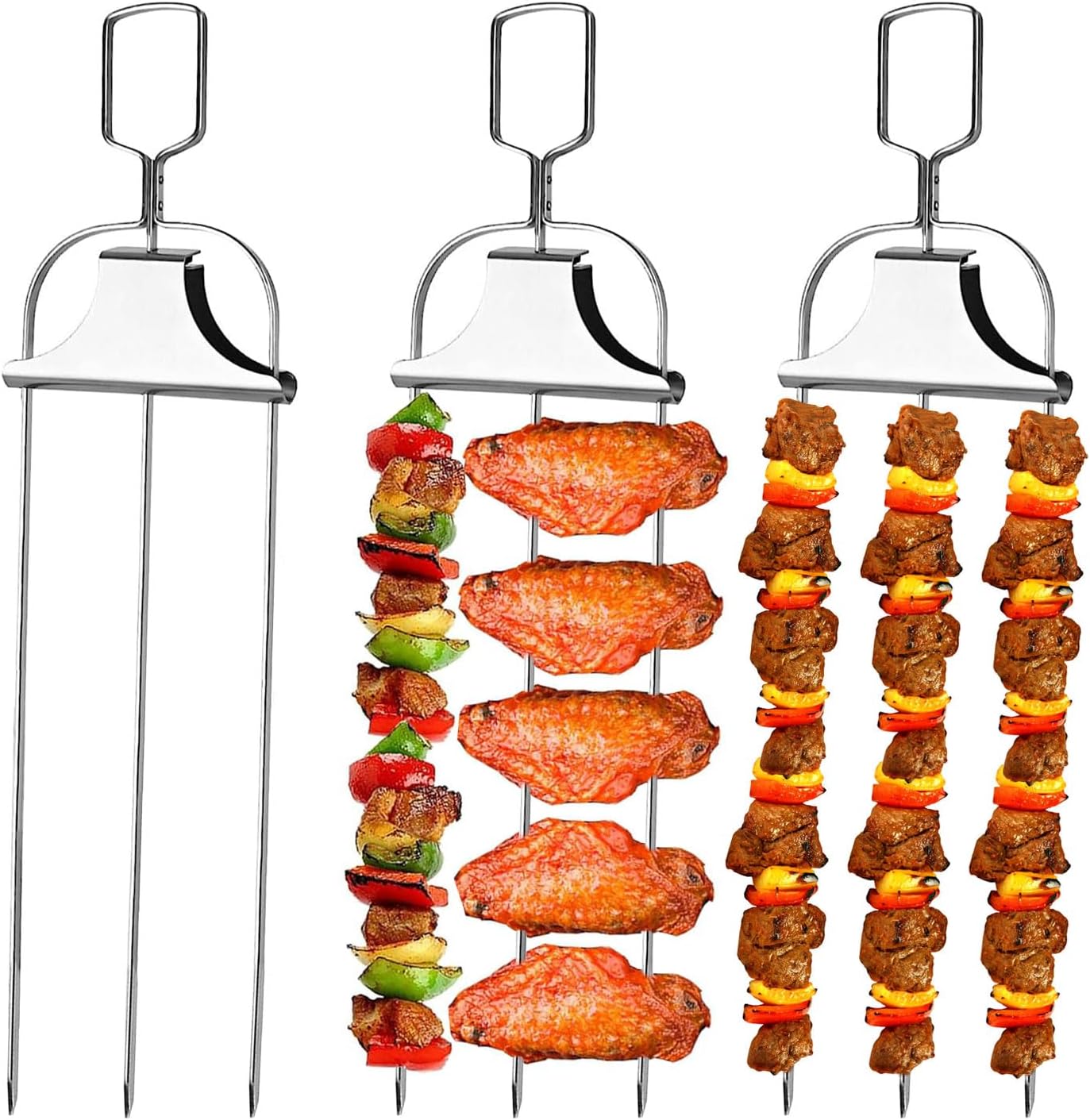 Hot Dog Roller Grill - 3Pcs Skewer Sticks Kabob Sticks for