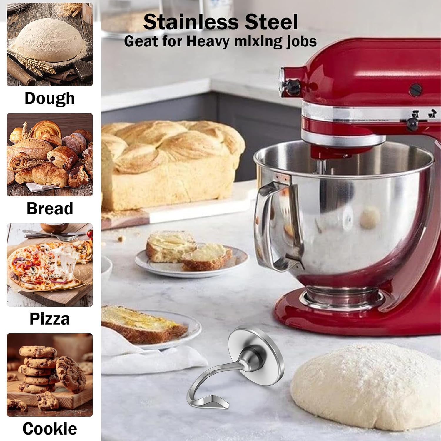Stainless Steel Dough Hook Wit - đánh giá và giá Commercial Kitchen Aid Mixer